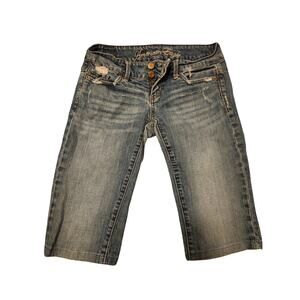 American Eagle Denim Capris womens size 0 Regular Fit Blue Y2K Cleangirl